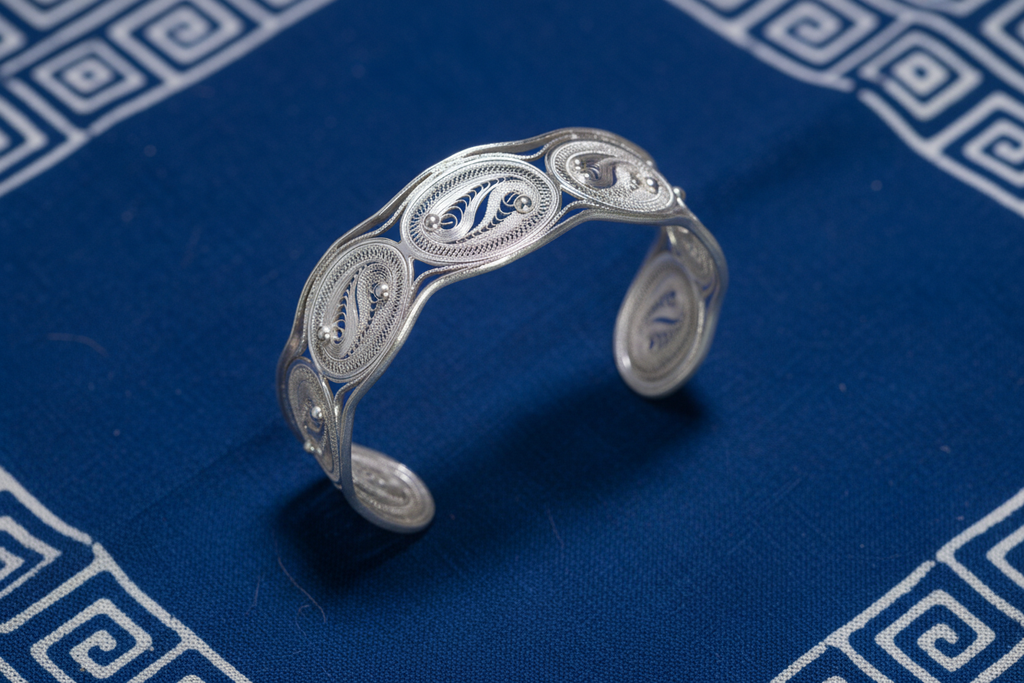 Miao Silver - YinYang Filigree Cuff Bracelet