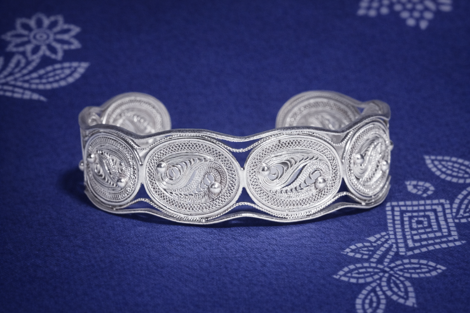 Miao Silver - YinYang Filigree Cuff Bracelet