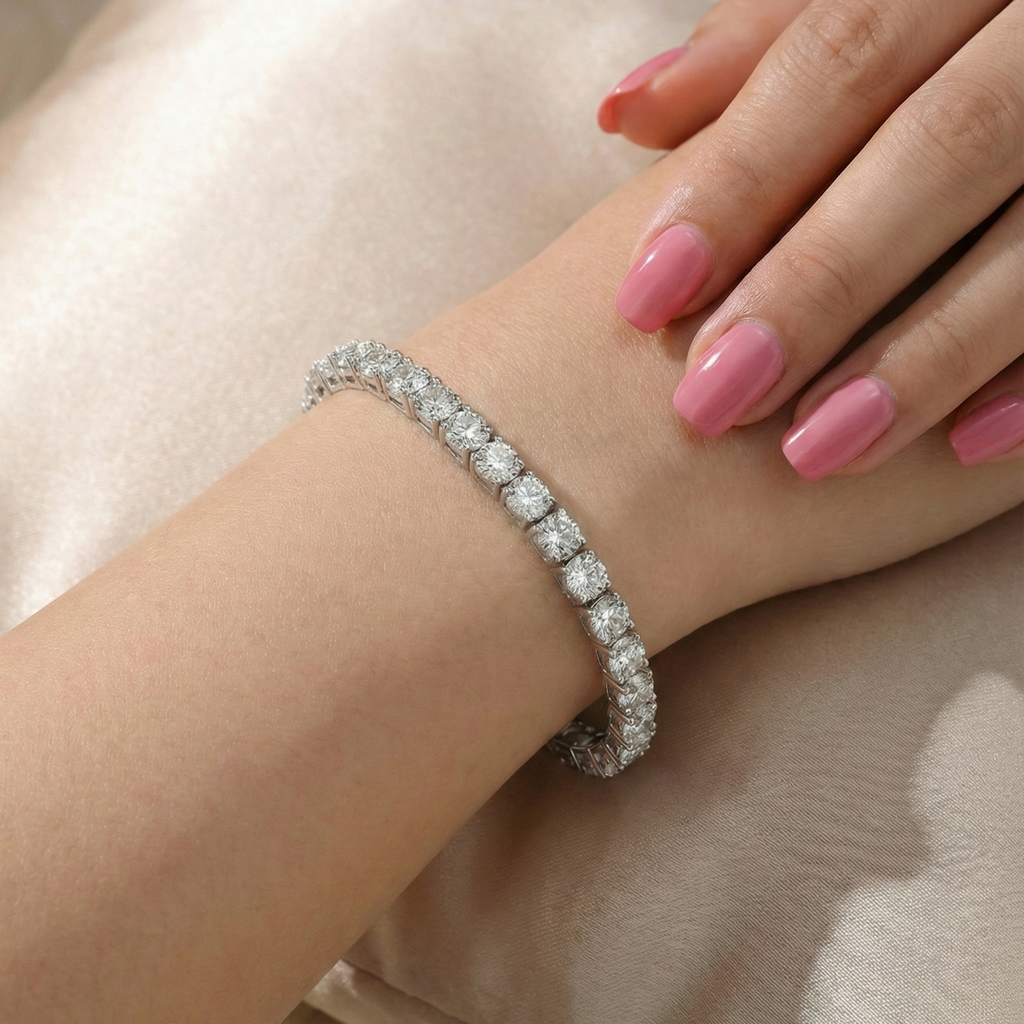18K Gold Lab-Grown Diamond Tennis Bracelet