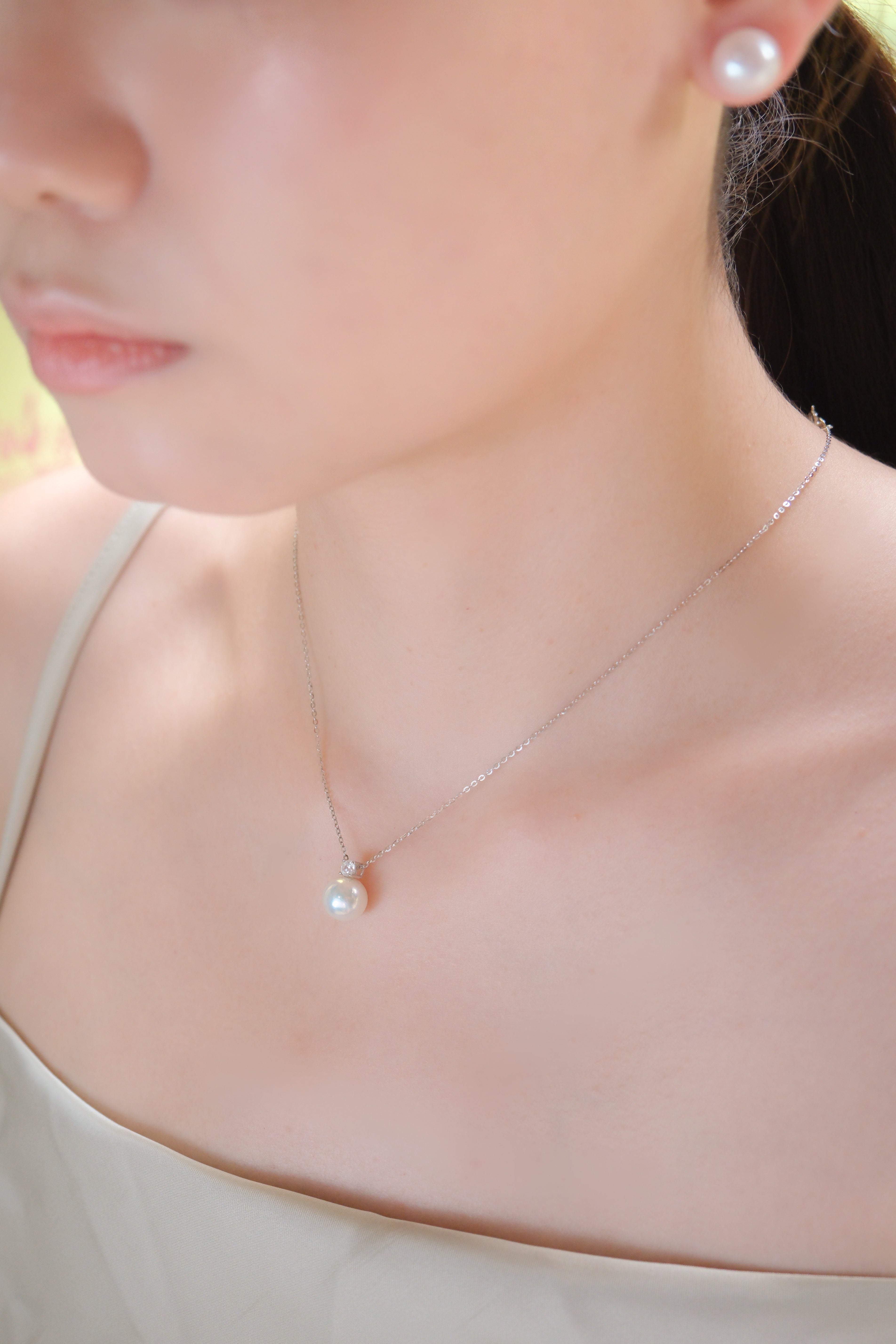 Dot&Pearl Necklace - Silver-tone